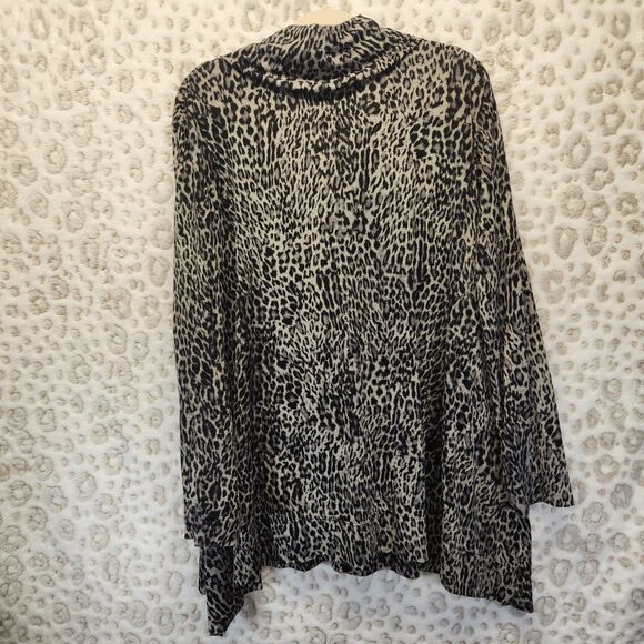 Chico’s Leopard Print L/S Slouchy Cowl Neck Tunic Size 3 (18) PLUS Lagenlook - Picture 5 of 8